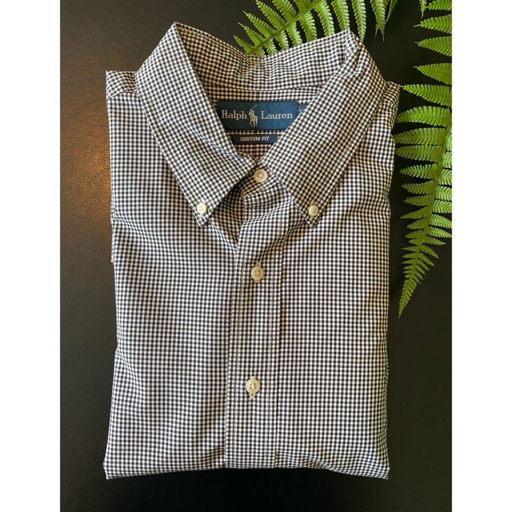 Ralph Lauren black gingham ls button up shirt XL